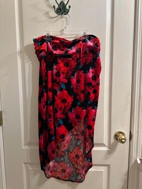 bar III Velvet Floral Asymmetrical Skirt